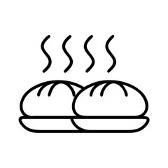Freshly baked bread rolls icon vector illustration for bakery cafe or restaurant menu design use, hot