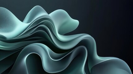 Fluid teal abstract shapes against a dark background.