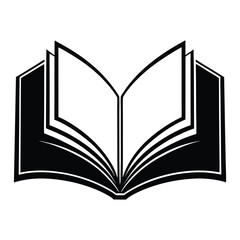  silhouette open book on white background