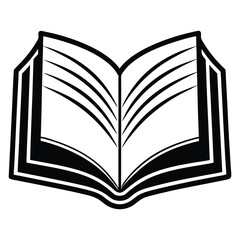  silhouette open book on white background