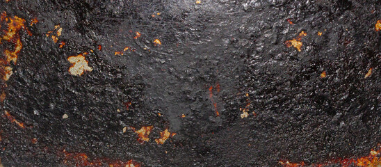Rusty Metal Plate with Burnt Black Crust Texture