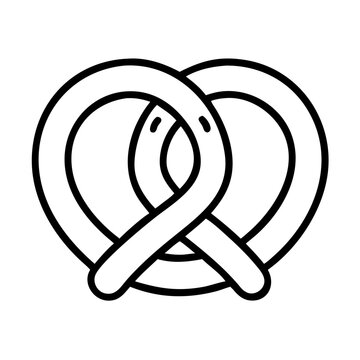 recommend clip art: Pretzel outline vector illustration, delicious baked goods, snack food, bavarian treat, bakery item
