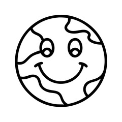 Obraz premium Earth day smiley face drawing vector illustration for kids coloring page and graphic design projects