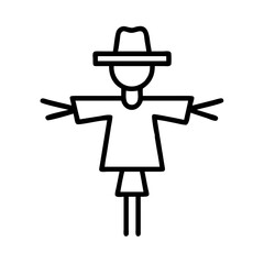 Scarecrow outline vector illustration for fall harvest and halloween design element clip art icon