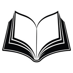  silhouette open book on white background