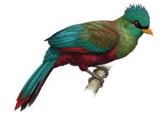 Fototapeta premium Colorful Quetzal Bird Illustration Isolated on White Background