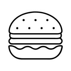 Delicious burger vector illustration, fast food hamburger graphic, cheeseburger outline icon design
