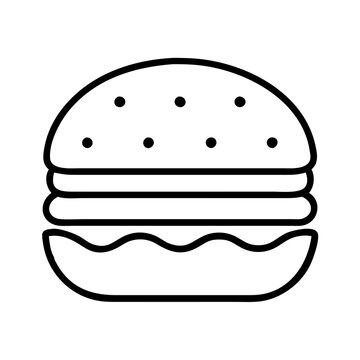 recommend clip art: Delicious burger vector illustration, fast food hamburger graphic, cheeseburger outline icon design