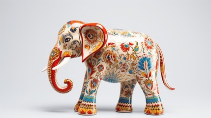 Fototapeta premium Colorful Handcrafted Elephant Figurine with Intricate Floral Design