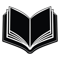  silhouette open book on white background