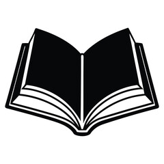  silhouette open book on white background