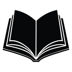  silhouette open book on white background