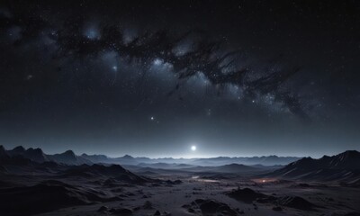 Vast cosmic panorama, glittering stars scattered across inky black ,  Milky Way,  cosmic