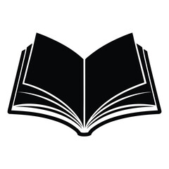  silhouette open book on white background