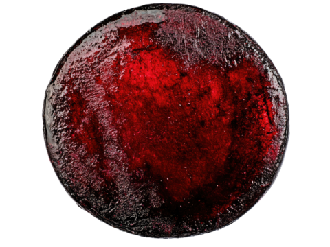 Intriguing Crimson Orb: A Close-Up Study of a Rich Red Circular Abstract Form - Powered by Adobe