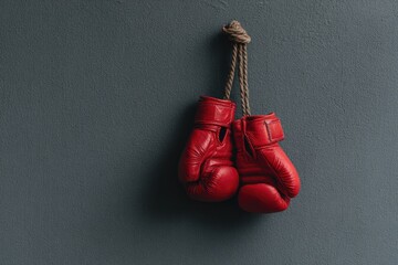 Red boxing gloves hanging (1)