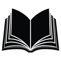  silhouette open book on white background