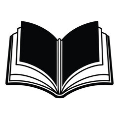  silhouette open book on white background