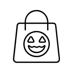 Halloween shopping bag vector icon illustration, halloween sale, trick or treat, october, boo