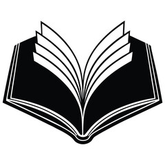  silhouette open book on white background