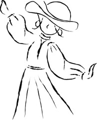 Woman Dancing in Flowing Dress – Elegant Silhouette Vector