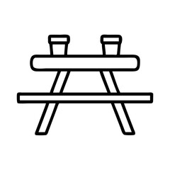 Picnic table outline vector illustration for outdoor dining furniture and backyard design element