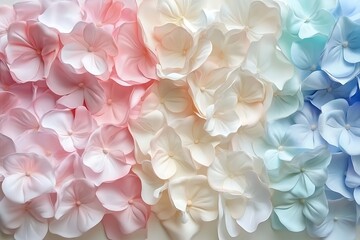 Obraz premium Colorful hydrangea floral pattern background for gentle, romantic cards, design, and presentation