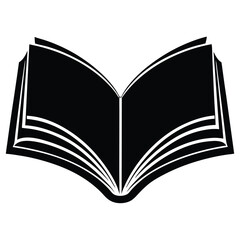  silhouette open book on white background