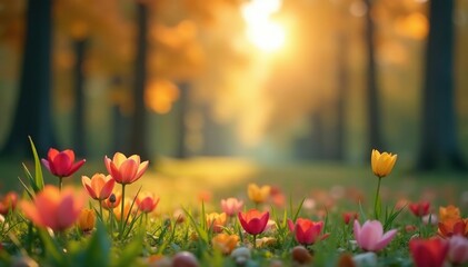 Fototapeta premium Abstract blurred nature scene, perfect for overlay , scene, backdrop