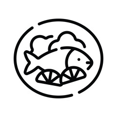 Download line style icon depicting fish platter