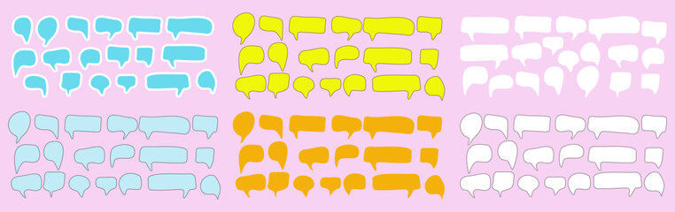 Set of speech bubbles in different colors drawn by hand