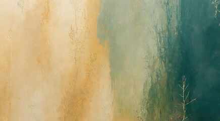 Abstract Textured Background with Earthy Tones and Plant Elements