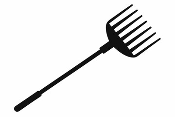 hand rake silhouette line art vector illustration