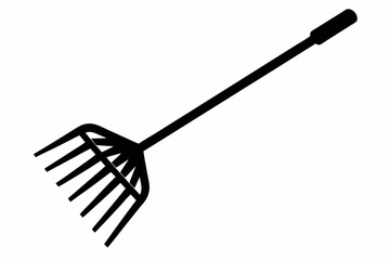 hand rake silhouette line art vector illustration
