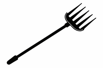 hand rake silhouette line art vector illustration