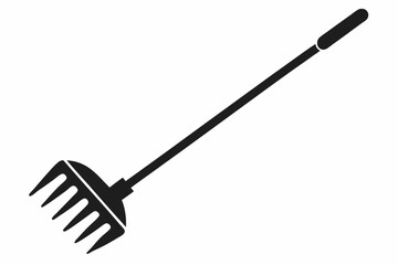 hand rake silhouette line art vector illustration