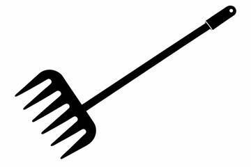 hand rake silhouette line art vector illustration