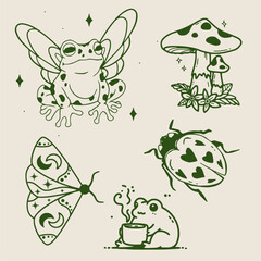 Insects and flowers vector vintage nature illustration, remixed from the artworks 