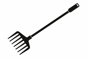 hand rake silhouette line art vector illustration