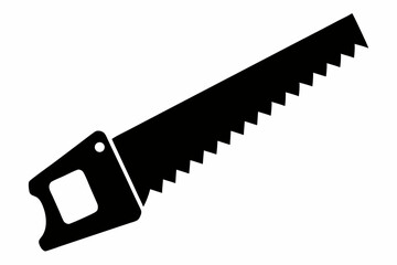 hand saw silhouette line art vector illustration