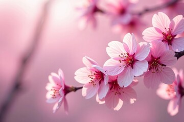 Fototapeta premium Delicate pink sakura blossoms in full bloom, forming a seamless repeating pattern , photography, pattern