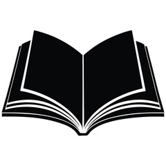  silhouette open book on white background