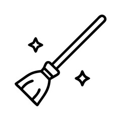 Cleaning broom vector icon illustration, sweeping tool for house cleaning and maintenance service use