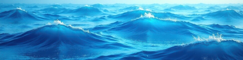 Oceanic wave patterns on a serene abstract blue ocean background , ocean, blue water