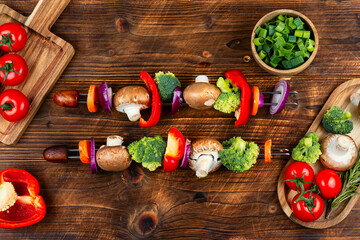 Fresh vegetables on skewers.