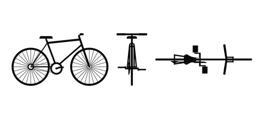 Bicycle Set Silhouette Side Top Front Views