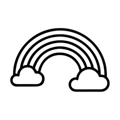 Vector rainbow illustration with clouds icon, spring weather symbol, colorful rainbow clipart design
