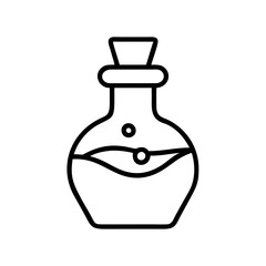 Potion bottle icon vector illustration, magical elixir container, apothecary glass vial drawing