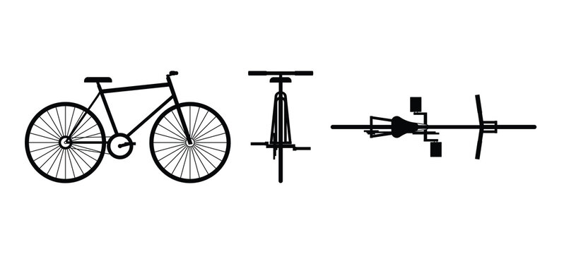 Bicycle Set Silhouette Side Top Front Views