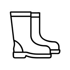 Outline vector illustration of waterproof rubber boots footwear for rainy weather work wear